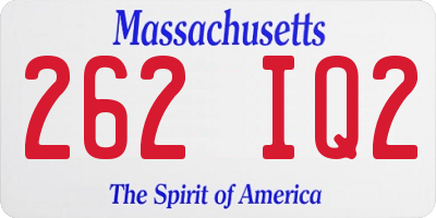 MA license plate 262IQ2