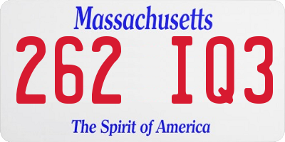MA license plate 262IQ3