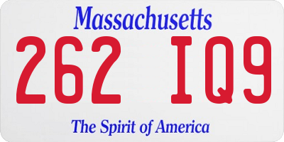 MA license plate 262IQ9
