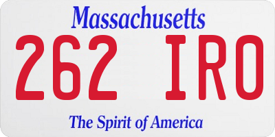 MA license plate 262IR0