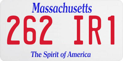 MA license plate 262IR1