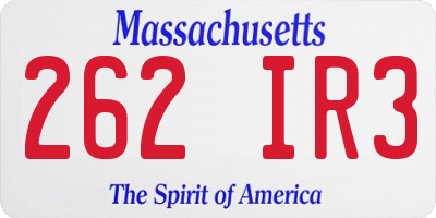 MA license plate 262IR3
