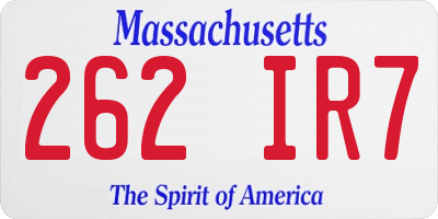 MA license plate 262IR7
