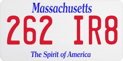 MA license plate 262IR8