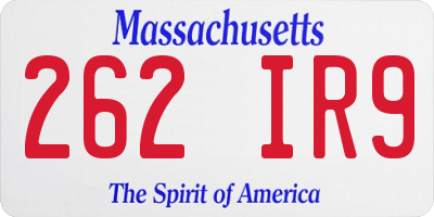 MA license plate 262IR9