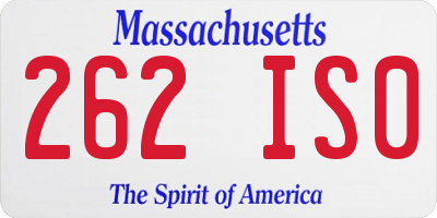 MA license plate 262IS0