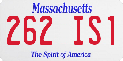 MA license plate 262IS1