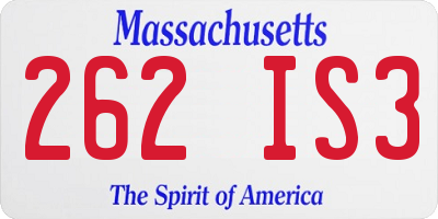 MA license plate 262IS3