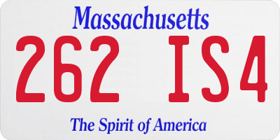 MA license plate 262IS4