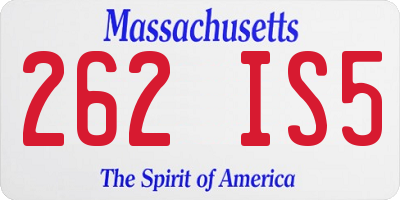 MA license plate 262IS5