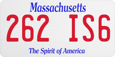 MA license plate 262IS6