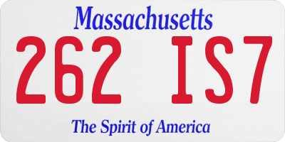 MA license plate 262IS7