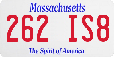 MA license plate 262IS8