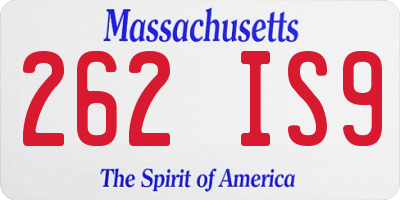 MA license plate 262IS9