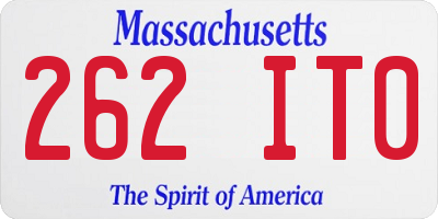 MA license plate 262IT0