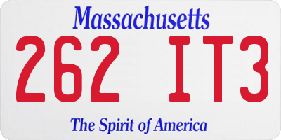 MA license plate 262IT3