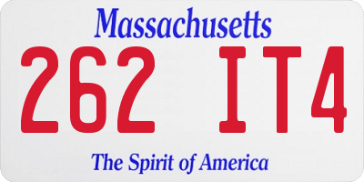 MA license plate 262IT4