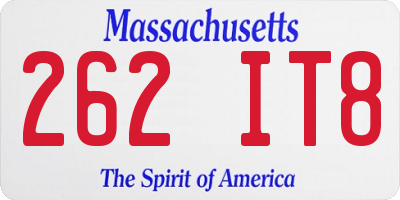 MA license plate 262IT8