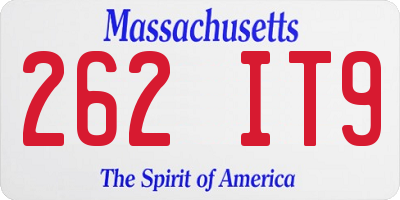 MA license plate 262IT9