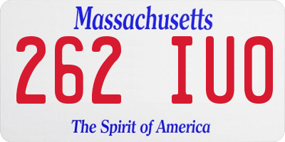 MA license plate 262IU0