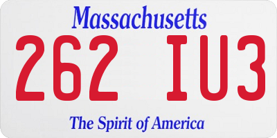 MA license plate 262IU3