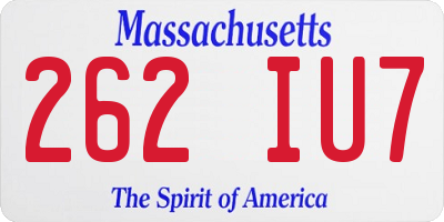 MA license plate 262IU7