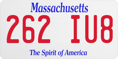 MA license plate 262IU8