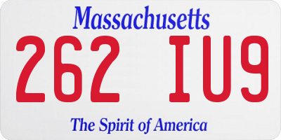 MA license plate 262IU9