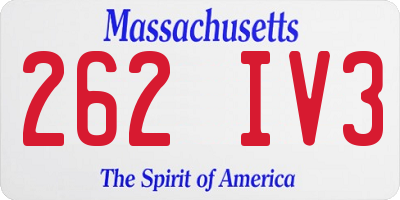 MA license plate 262IV3