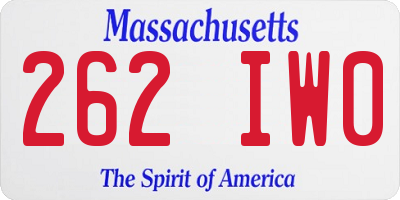 MA license plate 262IW0