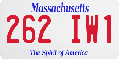 MA license plate 262IW1