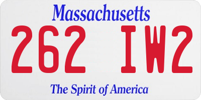 MA license plate 262IW2
