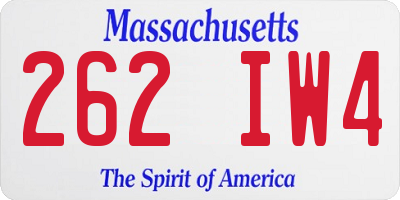 MA license plate 262IW4