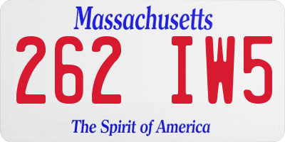 MA license plate 262IW5