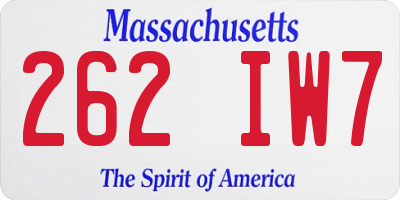 MA license plate 262IW7