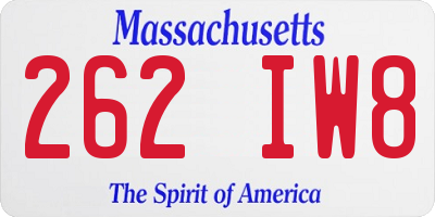 MA license plate 262IW8