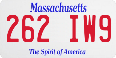 MA license plate 262IW9