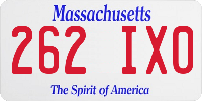 MA license plate 262IX0