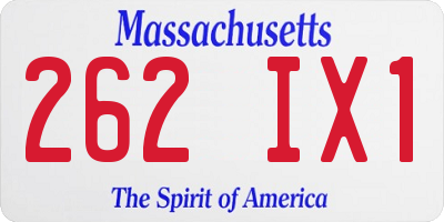MA license plate 262IX1