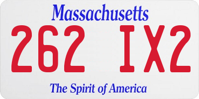 MA license plate 262IX2