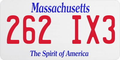 MA license plate 262IX3