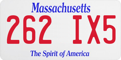 MA license plate 262IX5