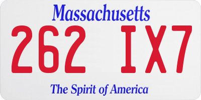 MA license plate 262IX7