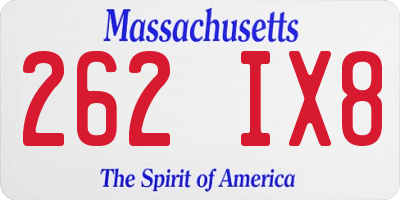 MA license plate 262IX8