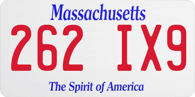MA license plate 262IX9