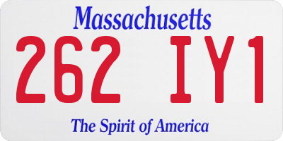 MA license plate 262IY1