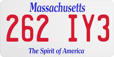MA license plate 262IY3