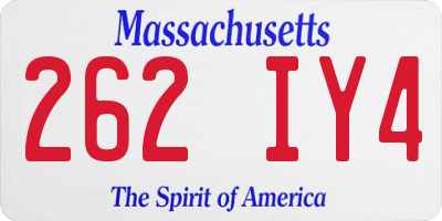 MA license plate 262IY4