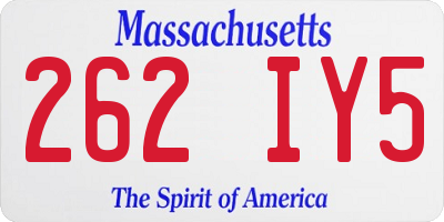 MA license plate 262IY5