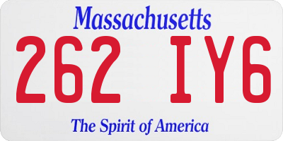 MA license plate 262IY6
